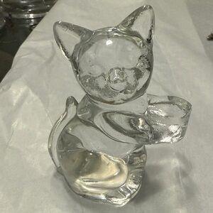 Clear Glass Cat Figurine